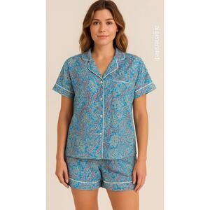 Tommy Bahama Pajama Set Womens Large Floral Print Button Shirt Shorts Charity